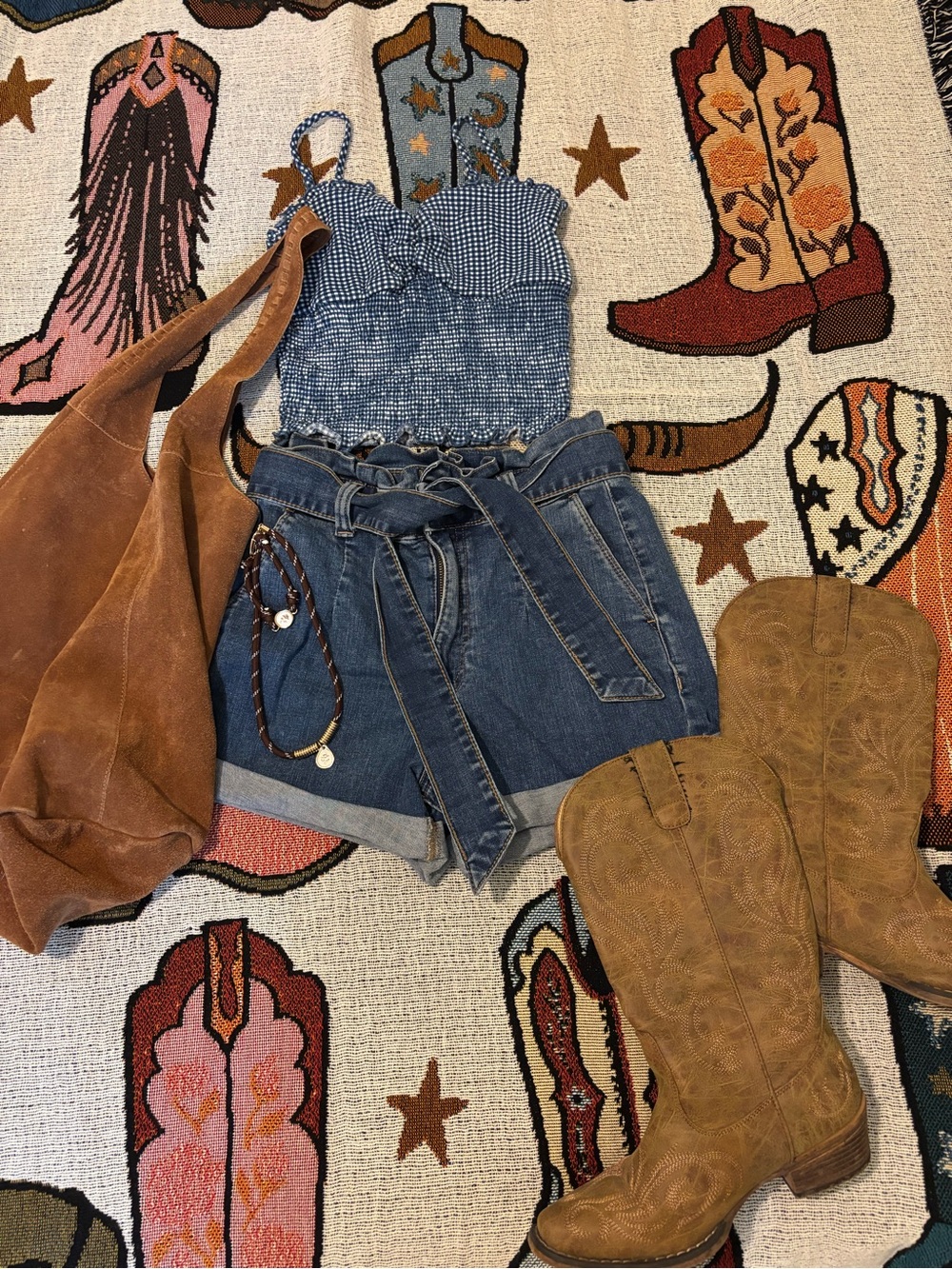 Express Denim Paperbag Waist Shorts